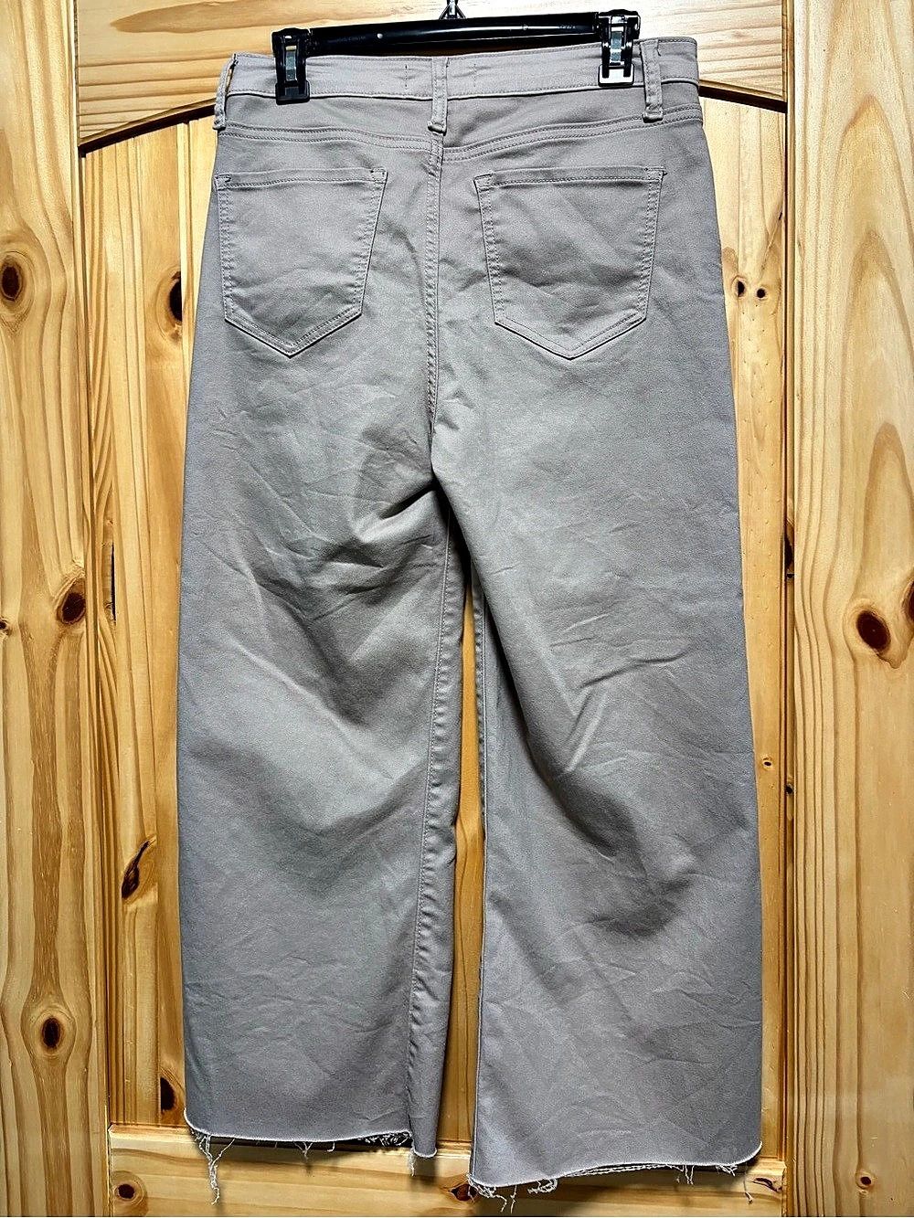 Zenana High Rise Wide Leg Raw Hem Pants Gray Medium - Picture 2 of 3